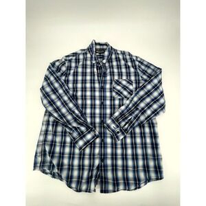Baileys Pt Shirt Mens Extra Large Blue Black Grid Checkered Cotton‎ Button Up